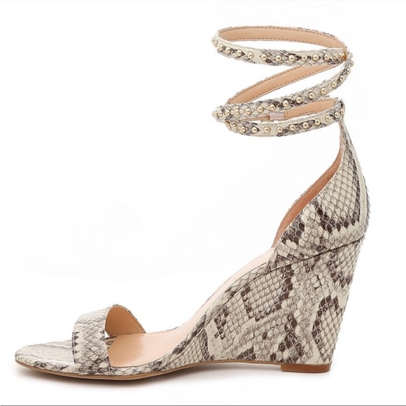 JLO Bannah Snakeskin Wedge Wrap Ankle Sandals - Picture 8 of 11
